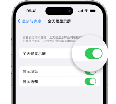 小板镇苹果15预约维修分享iPhone15如何设置全天候显示屏幕可见 